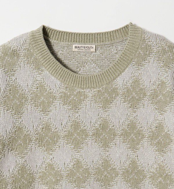 BEAUTY&YOUTH UNITED ARROWS「ロンバス パターン クルーネック ニット ウォッシャブル」|ニット・セーター|