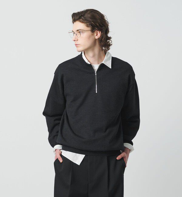 BEAUTY&YOUTH UNITED ARROWS「ハイブリッド ウール ジップ クルーネック ニット」|ニット・セーター|