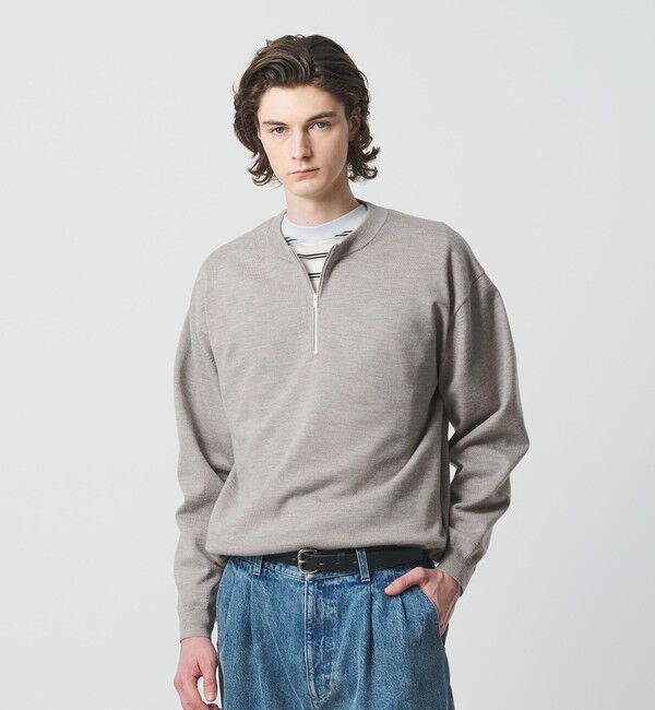 BEAUTY&YOUTH UNITED ARROWS「ハイブリッド ウール ジップ クルーネック ニット」|ニット・セーター|