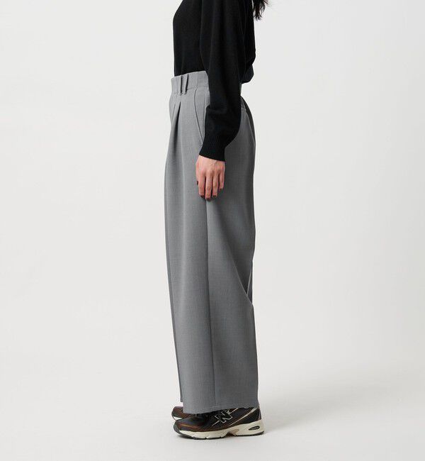 BEAUTY&YOUTH UNITED ARROWS「【WEB限定 Wardrobe DAILY MINIMAL】ウールライク ランダムタック ワイドパンツ ウォッシャブル」|スラックス|