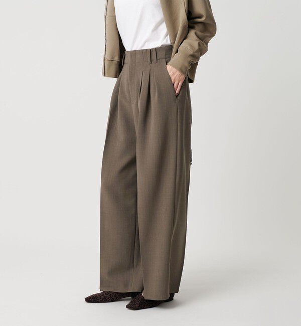 BEAUTY&YOUTH UNITED ARROWS「【WEB限定 Wardrobe DAILY MINIMAL】ウールライク ランダムタック ワイドパンツ ウォッシャブル」|スラックス|MOCA