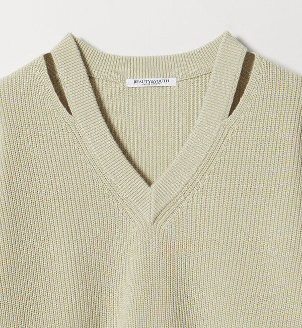 BEAUTY&YOUTH UNITED ARROWS「アゼ スリットVネック ニットプルオーバー ウォッシャブル」|ニット・セーター|