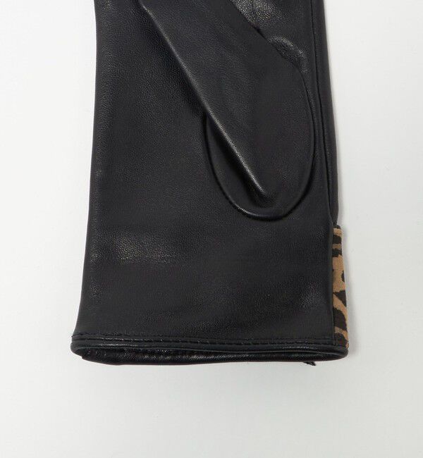 BEAUTY&YOUTH UNITED ARROWS「レザー&times;レオパードスエード コンビ リボン グローブ」|手袋|