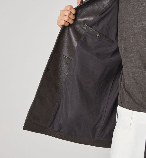 STEVEN ALAN「＜Steven Alan＞ シボ シープレザー カーコート」|ブルゾン・スタジャン|