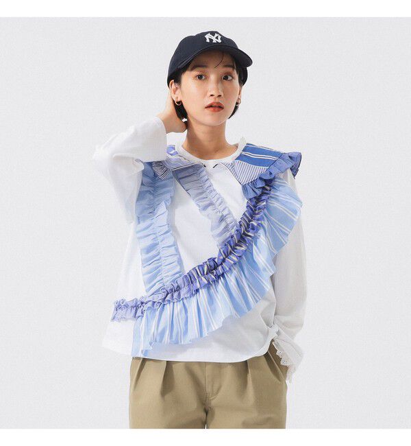 BEAMSBOY「【別注】TORI-TO / フリルカラー Tシャツ」|Tシャツ・カットソー|WHITE