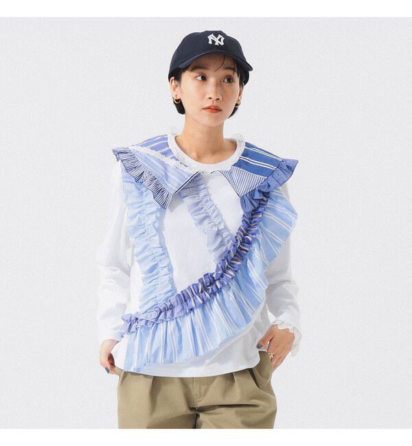 BEAMSBOY「【別注】TORI-TO / フリルカラー Tシャツ」|Tシャツ・カットソー|