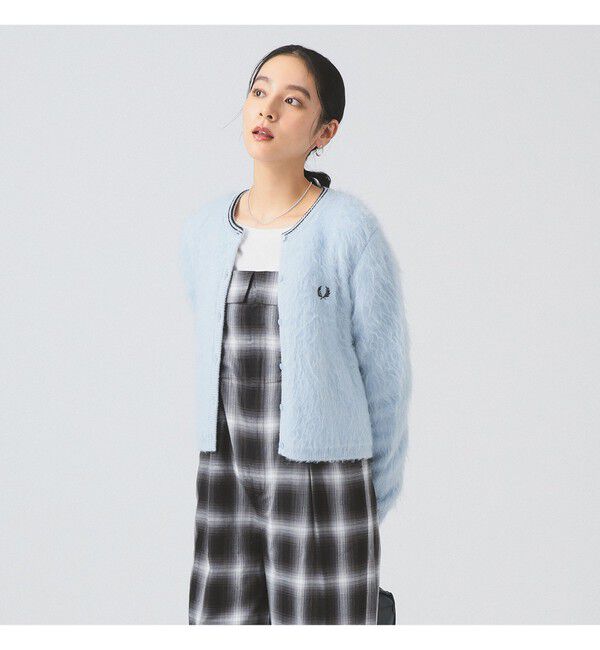 Ray BEAMS 「【別注】FRED PERRY / Fluffy Crewneck Knit Cardigan」|カーディガン|