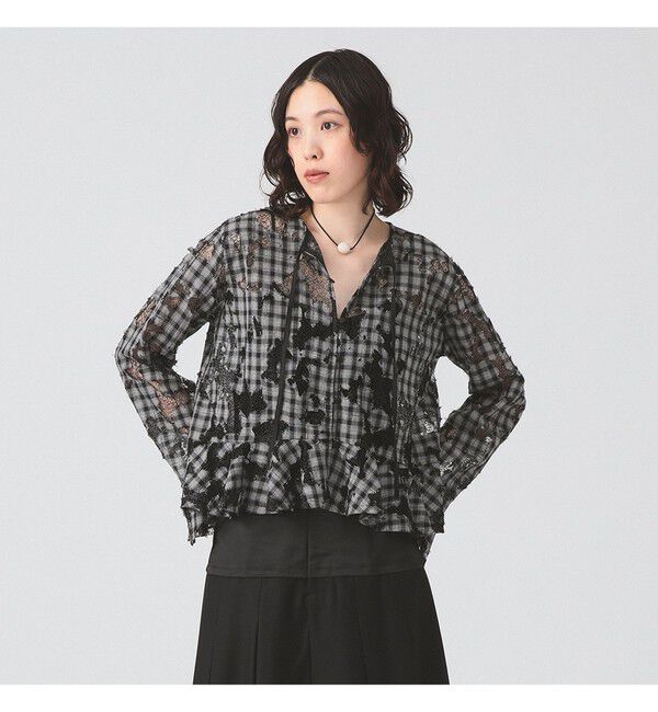 Ray BEAMS 「チェック レース ダメージ シャツ」|シャツ・ブラウス|