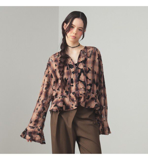Ray BEAMS 「チェック レース ダメージ シャツ」|シャツ・ブラウス|
