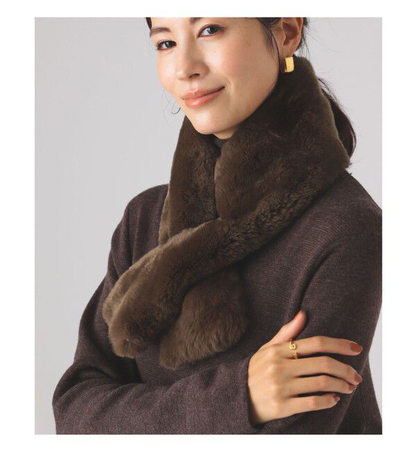 Demi-Luxe BEAMS 「リアル ラビット マフラー」|ストール|BROWN