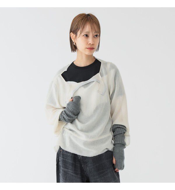 BEAMSBOY「maturely / メッシュ トップ ロングスリーブ」|シャツ・ブラウス|IVORY