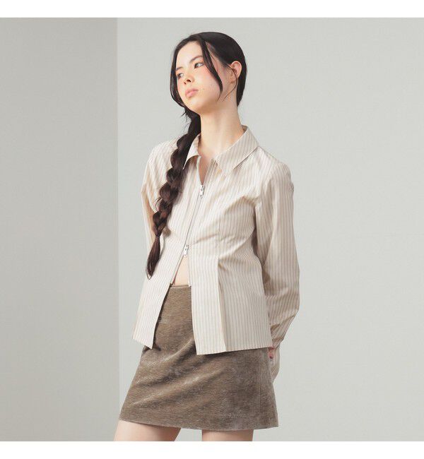Ray BEAMS 「ストライプ ジップ シャツ」|シャツ・ブラウス|