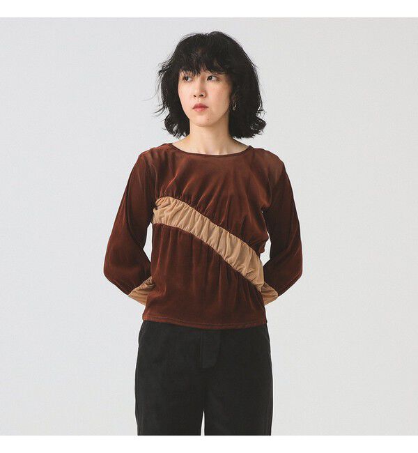 Ray BEAMS 「RBS / ベロア ライン ギャザー Tシャツ」|Tシャツ・カットソー|