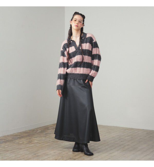 Ray BEAMS 「ワイド ボーダー ポロ ニット」|ニット・セーター|