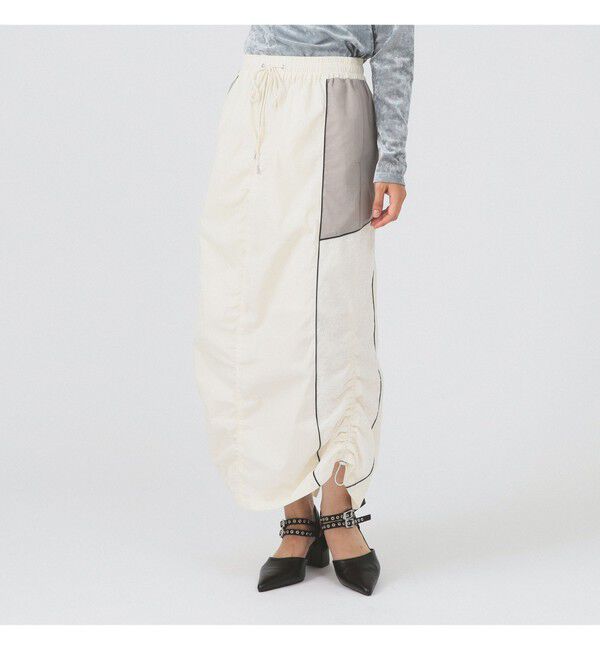 Ray BEAMS 「レース キリカエ トラック スカート」|スカート|OFF_WHITE