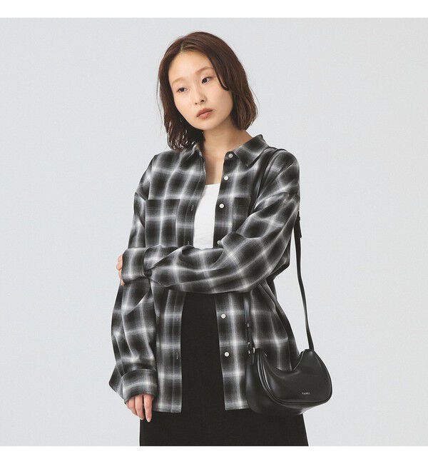 Ray BEAMS 「オンブレチェック ビッグ シャツ」|シャツ・ブラウス|BLACK