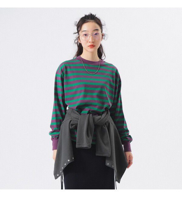 BEAMSBOY「ベーシック ボーダー ロングスリーブ」|Tシャツ・カットソー|PURPLE/GREEN