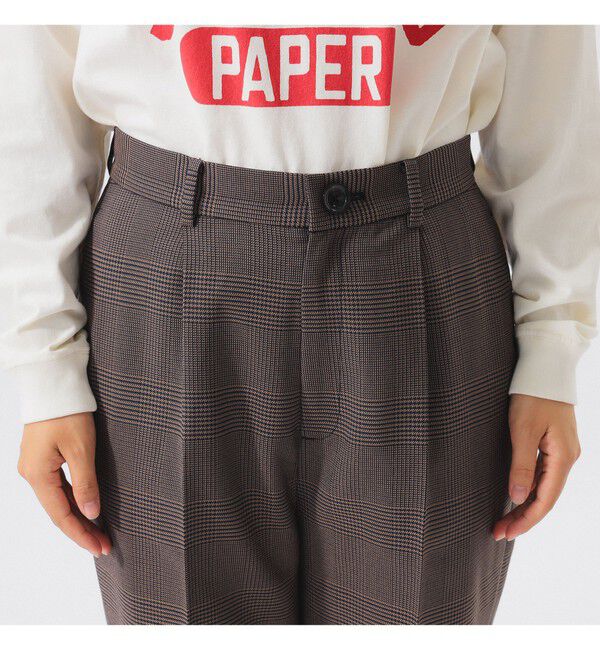 BEAMSBOY「チェック ロング ダブルヘム スラックス」|スラックス|