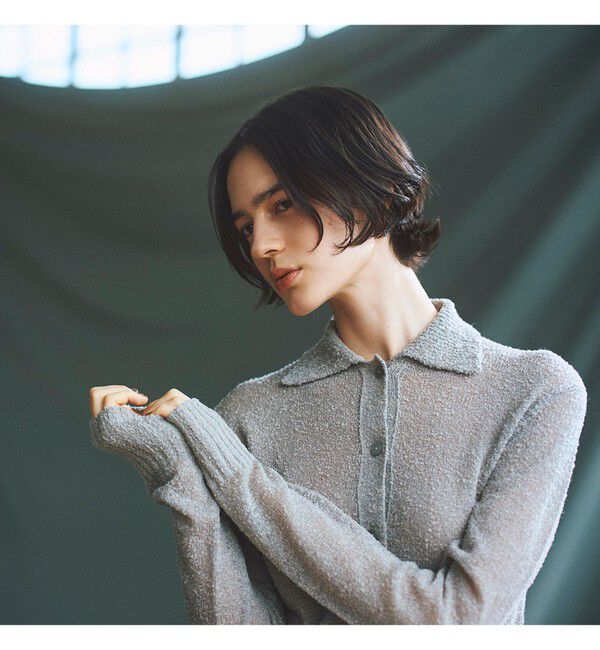 Demi-Luxe BEAMS 「AK+1 / ポロカラーショート カーディガン」|ニット・セーター|LIGHT.GREY