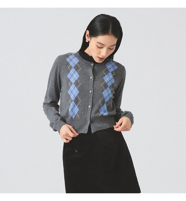Ray BEAMS 「アーガイル クルーネック カーディガン」|カーディガン|