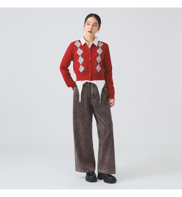 Ray BEAMS 「アーガイル クルーネック カーディガン」|カーディガン|