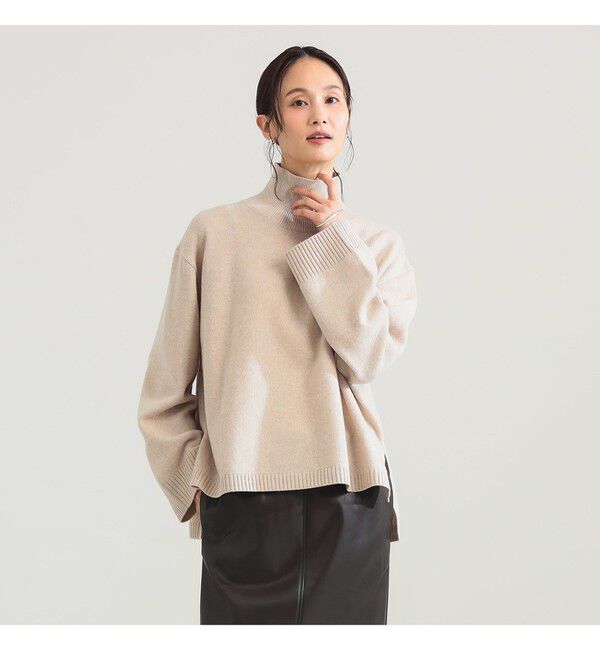 Demi-Luxe BEAMS 「ウール ナイロン ハイネック ニット」|ニット・セーター|BEIGE