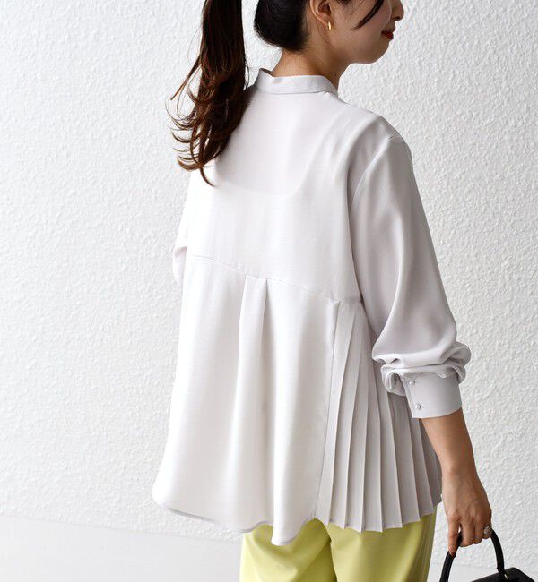 SHIPS for women「《一部追加予約》【WEB限定】〈手洗い可能〉ストレッチ ジョーゼット プリーツ ブラウス」|シャツ・ブラウス|