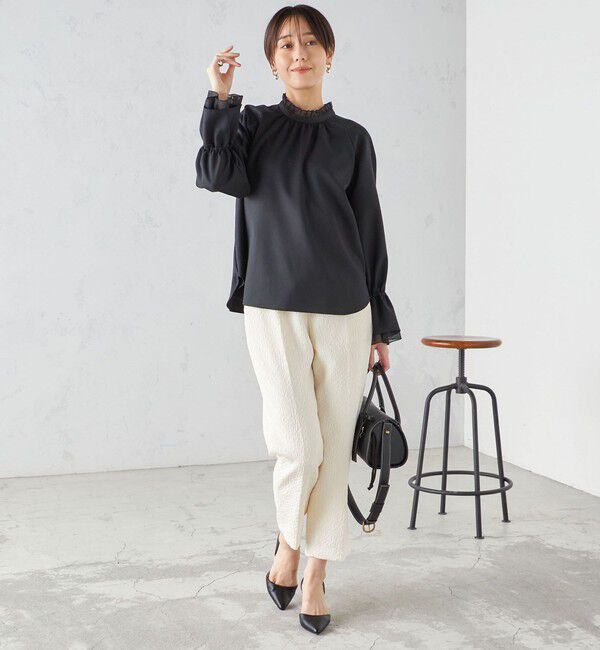 SHIPS for women「〈手洗い可能〉フクレ ジャカード テーパード パンツ」|その他|