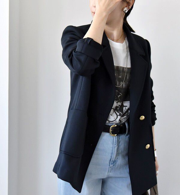 quaranciel「quaranciel:〈洗濯機可能〉ジャージー テーラード ダブル ジャケット」|テーラードジャケット|