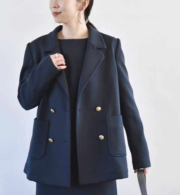 quaranciel「quaranciel:〈洗濯機可能〉ジャージー テーラード ダブル ジャケット」|テーラードジャケット|