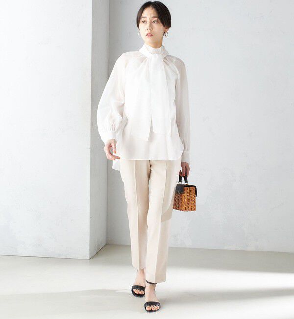 SHIPS for women「〈手洗い可能〉オーガンジー リボン ブラウス」|シャツ・ブラウス|