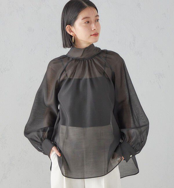 SHIPS for women「〈手洗い可能〉オーガンジー リボン ブラウス」|シャツ・ブラウス|