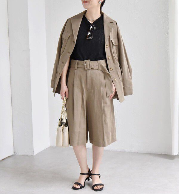 quaranciel「quaranciel:〈洗濯機可能〉コットン リネン サファリ ハーフ パンツ」|その他|