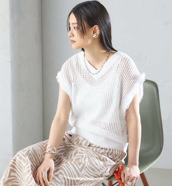 SHIPS for women「〈手洗い可能〉メッシュ 編み 前後 ２WAY ニット ベスト ◇」|ベスト・ジレ|