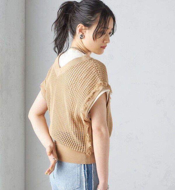SHIPS for women「〈手洗い可能〉メッシュ 編み 前後 ２WAY ニット ベスト ◇」|ベスト・ジレ|