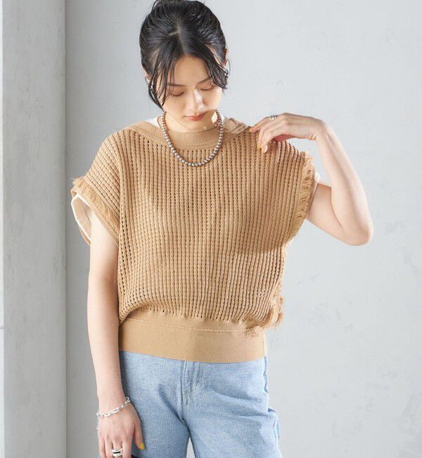 SHIPS for women「〈手洗い可能〉メッシュ 編み 前後 ２WAY ニット ベスト ◇」|ベスト・ジレ|