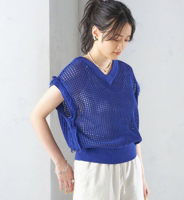 SHIPS for women「〈手洗い可能〉メッシュ 編み 前後 ２WAY ニット ベスト ◇」|ベスト・ジレ|