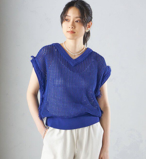 SHIPS for women「〈手洗い可能〉メッシュ 編み 前後 ２WAY ニット ベスト ◇」|ベスト・ジレ|