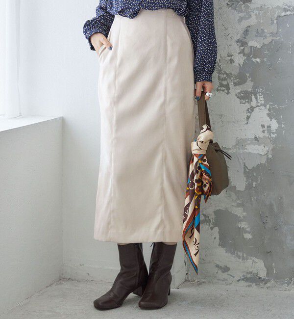 SHIPS for women「〈手洗い可能〉フェイク スエード (ポリエステル) タイト スカート」|タイト|