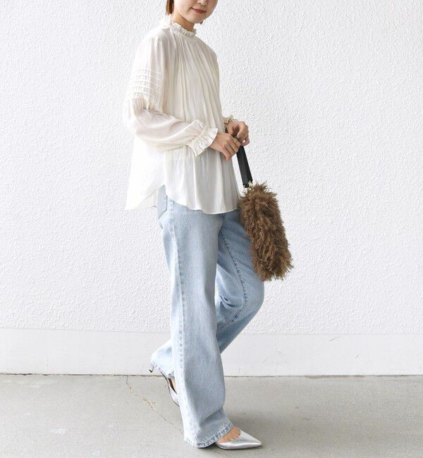 SHIPS for women「〈手洗い可能〉割繊 前後 2WAY 袖タック デザイン ブラウス」|シャツ・ブラウス|