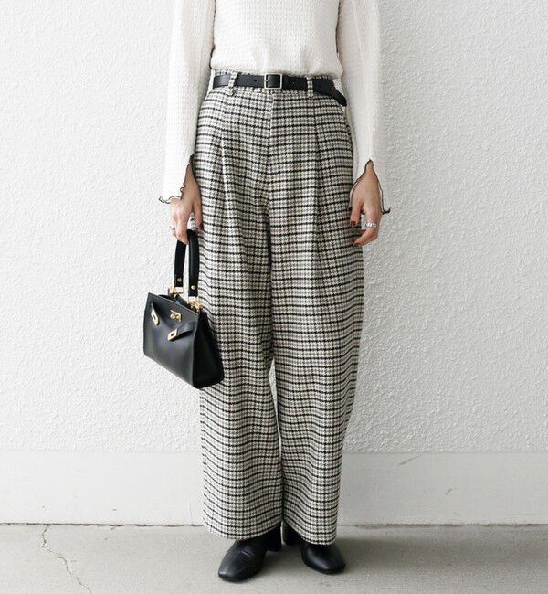 SHIPS any「SHIPS any: cafissi ハウンドトゥース ワイド テーパード パンツ」|チノ|