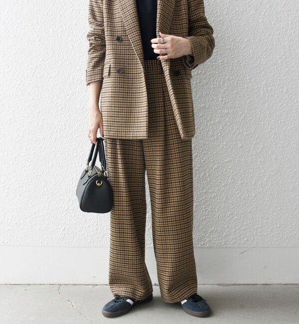 SHIPS any「SHIPS any: cafissi ハウンドトゥース ワイド テーパード パンツ」|チノ|