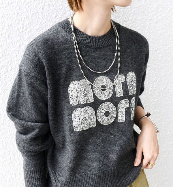 SHIPS for women「【WEB限定】〈手洗い可能〉スパンコール ロゴ ニット」|ニット・セーター|