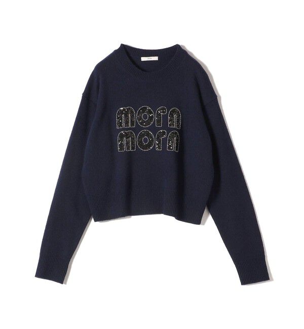 SHIPS for women「【WEB限定】〈手洗い可能〉スパンコール ロゴ ニット」|ニット・セーター|