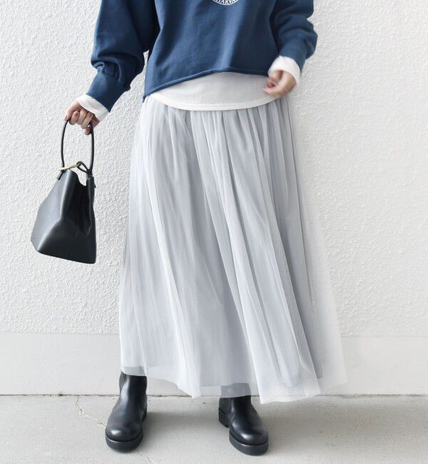 SHIPS for women「〈手洗い可能〉リバーシブル チュール カッセン スカート」|スカート|
