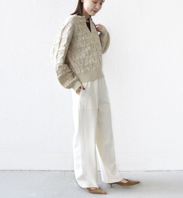 SHIPS for women「【WEB限定】〈洗濯機可能〉2WAY フラワー ジャカード ハーフ ジップ プルオーバー」|ニット・セーター|