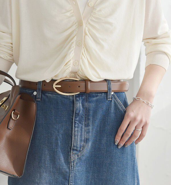 quaranciel「quaranciel: オーバル バックル ステッチ レザー ベルト」|ベルト|