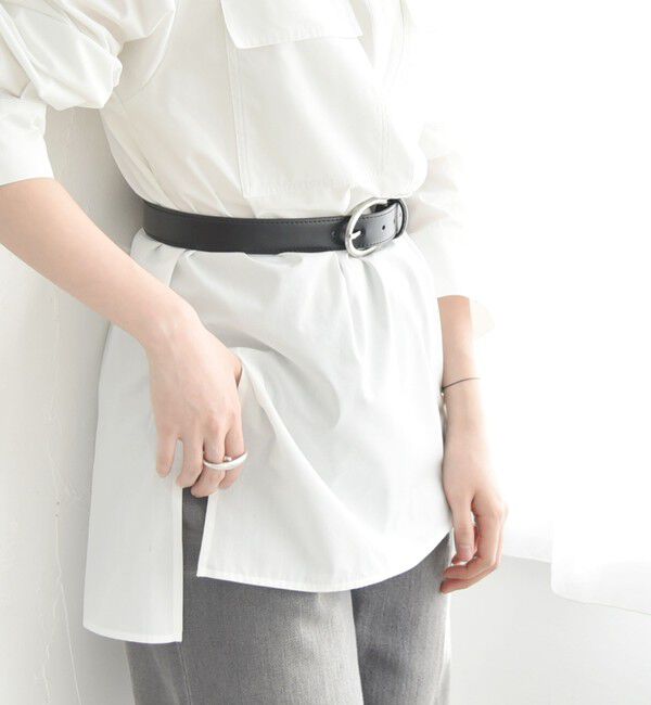 quaranciel「quaranciel: オーバル バックル ステッチ レザー ベルト」|ベルト|