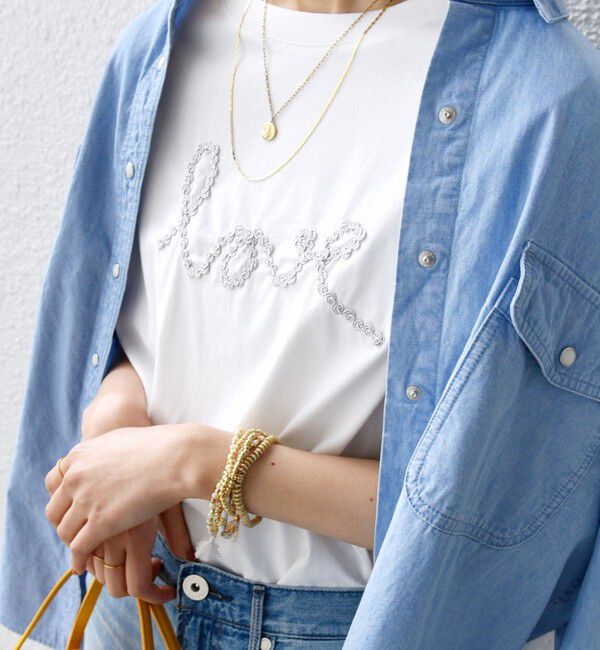 SHIPS for women「【WEB限定】ファンシー コード 刺繍 ロゴ TEE」|Tシャツ・カットソー|