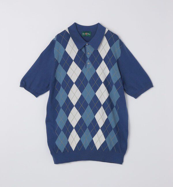 SHIPS「ALANPANE: 16ゲージ アーガイルチェック コットン ニット ポロシャツ」|ニット・セーター|コバルトブルー